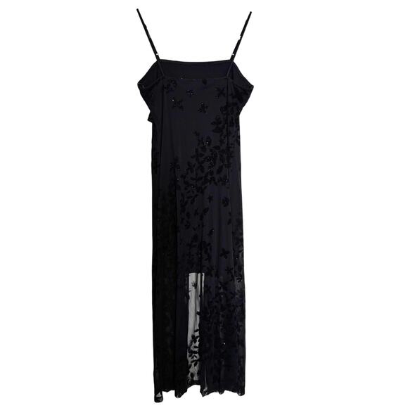 Vintage Y2K Slip Overaly Dress With Velvet Floral Sparkle Detail - Picture 2 of 9